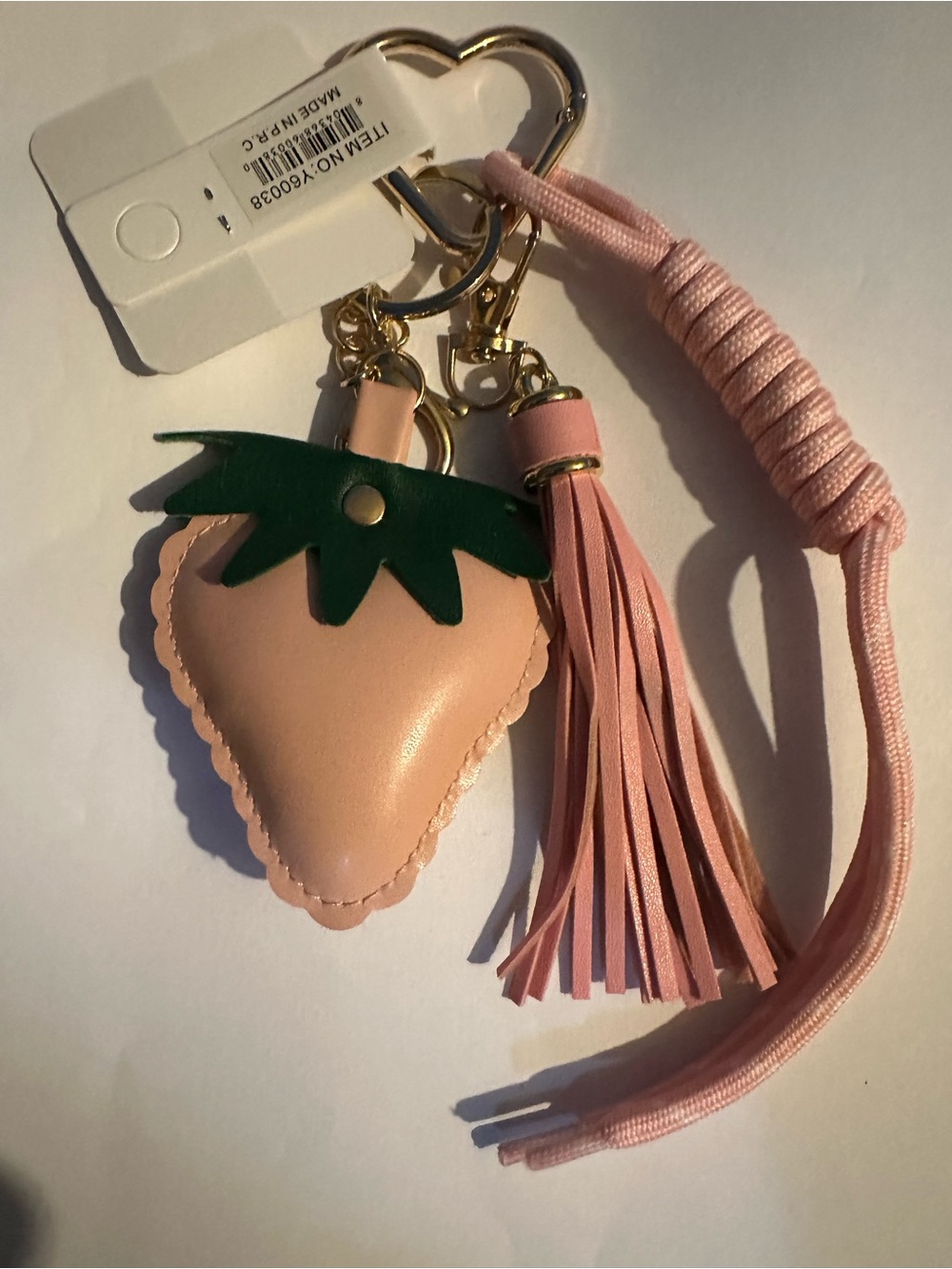 Pink Studded Strawberry Tassel Bagcharm/Keychain - Picture 3 of 3